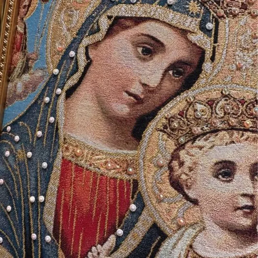 Framed Tapestry traditional religious iconOur Lady of Perpetual Help 18x14